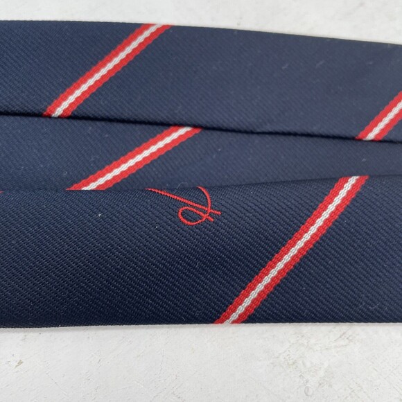 THRESHER & GLENNY London Blue with Red Stipes Vintage Polyester - Picture 3 of 8